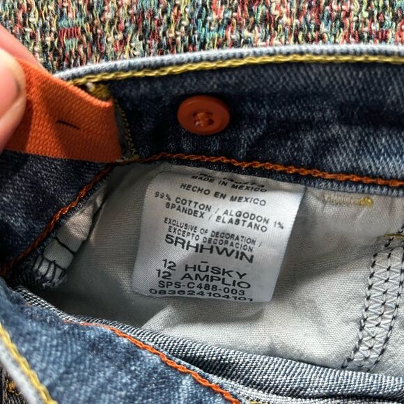 Wrangler Blue Straight Jeans Classic Fit SZ 12 Zip Button Adjustable Waistband - Picture 15 of 15